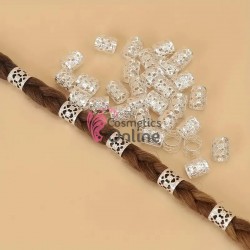 Inele din metal pentru codite afro RNG17AA Argintii, Set 20 bucati